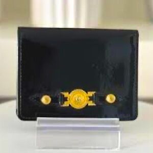 Gianni Versace Enamel Wallet Pass Holder Black From Japan t1191